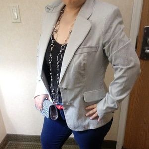 White and blue stripped blazer by MNG